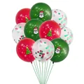 Detailed view of Christmas latex balloons with Santa Claus, trees, and sequins - Red Green Printed Confetti Mixed Combo (6)