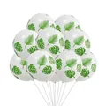 12-inch clear white latex balloons with green tropical monstera leaf prints for parties - White Balloon Green Monstera Leaf Print
