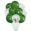 Detailed view of green Merry Christmas balloons and clear balloons with sequins - Dark Green Gold Sleigh Print Combo (5)