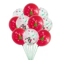Close-up of Christmas balloons with red tree prints and transparent confetti fillers - Red Classic Tree Print Combo (4)