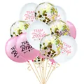 15pcs Team Bride rose gold confetti balloon set for wedding party decorations - White Pink Gold Confetti