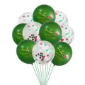Close-up of green Christmas balloons with Santa sleigh print and glitter confetti balloons - Dark Green Printed Confetti Combo (2)