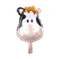 Cartoon cow head foil balloon with black white spots and golden bow for forest theme party - Cow Head
