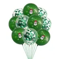 Christmas balloon set with green Santa Claus prints and transparent confetti glitter balloons - Dark Green Santa Snowflake Confetti Combo (10)