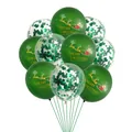 Detail of green Merry Christmas latex balloons and transparent confetti-filled balloons - Dark Green Gold Sleigh Confetti Combo (11)