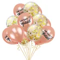 Rose gold She Said Yaaas bridal balloons set with confetti and metallic ribbons - She Said Yaaas Style / 15 Pcs Pack / Gold