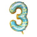 40-inch donut theme number 3 foil balloon with blue frosting for kids birthday party decoration - Number 3