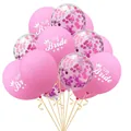 Pink Team Bride balloon set with gold confetti and ribbons for wedding party decor - Crown Team Bride Style / 15 Pcs Pack / Rose Red