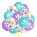 Mermaid party balloon set with confetti and silhouettes in teal and purple colors - Rose Gold Sequin