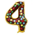 40-inch donut-themed number 4 foil balloon with chocolate glaze and candy sprinkles - Number 4