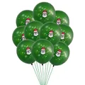 Detail of 12-inch dark green latex balloons with Santa Claus and snowflake prints - Santa Claus Style