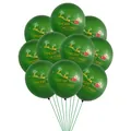 Set of 10 thick dark green latex Christmas balloons with gold Santa and reindeer prints - Sleigh Style