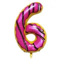 Detail of 40 inch donut number 6 foil balloon with pink frosting for party decor - Number 6
