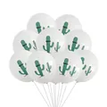 12-inch clear white latex balloons with green cactus print for tropical party decor - Cactus Style / White