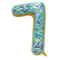 40-inch donut-themed number 7 foil balloon with blue frosting and sprinkles for party decor - Number 7