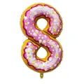 40-inch donut-style number 8 foil balloon with pink frosting for kids party decor - Number 8