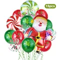 15pcs Christmas balloon set featuring large Santa Claus and candy foil balloons with latex decor - Santa Claus And Candy Style 2