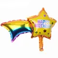 Golden shooting star foil balloon with rainbow tail and Happy Birthday print decoration - Meteor Rainbow Happy Birthday Mini