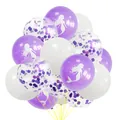 Detail of mermaid theme party balloons set with purple silhouettes and sequins - Purple And White Sequin Balloon