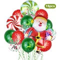 15pcs Christmas balloon set featuring Santa Claus foil balloon and festive red green latex - Santa Claus And Candy Style 3