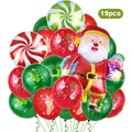 19-delige kerstballonset met aluminium Kerstman ballon en rood groene latex ballonnen - Kerstman En Snoep Stijl 5