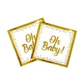 Tovaglioli Oh Baby! con lamina d'oro e pois metallizzati per decorazioni baby shower - Tovaglioli di Carta (10 Pezzi/Confezione)