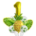 Set fête Hawaii avec ballon chiffre 1 doré, ananas et feuilles de palmier - Style Combinaison 1