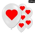 Lot de 10 ballons en latex blanc avec cœur rouge pour décor de fête Las Vegas - Motif Cœurs / Blanc