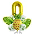 Set de ballons Hawaii avec chiffre zéro doré et ballon en forme d'ananas tropical - Style Combinaison 0