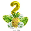 Kit fête tropicale ananas avec ballon chiffre 2 doré et accents de feuilles de monstera - Style Combinaison 2