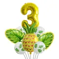 Kit ballons 3ème anniversaire thème tropical avec ballons aluminium ananas et feuilles - Style Combinaison 3