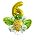 Détail du set de ballons tropicaux avec chiffre 6, ananas et feuilles de palmier - Style Combinaison 6