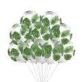 12-inch clear tropical jungle balloons with green palm and monstera leaf prints - Monstera Leaf Style / Clear