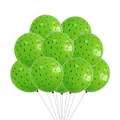 Set of 10 green latex balloons featuring black triangular kiwi seed leaf patterns - Triangle Style / Bright Green