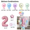 Pastel macaron balloon set for 2nd birthday with number 2 foil balloon and latex mix - Number Two Style (SY823)