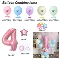 62-piece macaron latex balloon set with 40-inch pink foil number 4 for birthday party - Number Four Style (SY823)