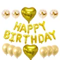 Détails du kit de ballons Happy Birthday dorés avec confettis et ballons en forme de cœur - Style Coeur / Or