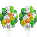 Kit de ballons de fête jungle avec motifs animaux, ballons en latex vert et rubans - Style de Thème Animal de la Jungle (Avec Ballons Et Feuilles de Simulation)