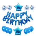 Navy blue Happy Birthday balloon set with star foils and blue confetti latex balloons - Five Stars / Blue
