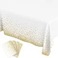 Set tovaglia bianca usa e getta con pois dorati per decorazioni baby shower - Tovaglia a Pois / 130x270cm