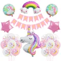 Unicorn birthday party kit with large foil balloons, happy birthday banner and latex set - Set 2 (XPC86)