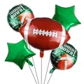 5-teiliges American Football Folienballon-Set mit Touch Down Motiv und grünen Sternen - Kombination aus Rugby-, runden und sternförmigen Ballons (Set 1)