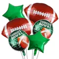 6er-Set American Football Folienballons mit Sternen für Sport-Mottoparty Deko - Mehrere Rugby- und Sternballon-Kombinationen (Set 2)
