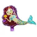 Mini mermaid princess foil balloon with purple hair and blue scales for party decor - Mermaid Purple
