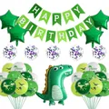 Dinosaur birthday party decoration set with green foil balloons and happy birthday banner - Dinosaur Birthday Decoration (Style 4)
