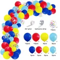 Kit de arco de globos con temática Paw Patrol con globos de látex rojos azules amarillos y confeti - Cadena de Globos Estilo C (XPC130)
