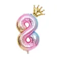 32-inch gradient number 8 foil balloon with golden crown for birthday party decor - Number 8 / Pink Gradient