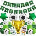 Soccer theme birthday party kit with champion trophy balloon and green star balloons - Soccer Trophy Kit
