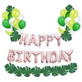 Tropical jungle birthday decor kit with rose gold balloons and green palm leaves - Rose Gold Monstera Leaf Birthday Theme
