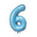 Large 40-inch light blue number 6 foil balloon for birthday and party decorations - Number 6 / Candy Blue